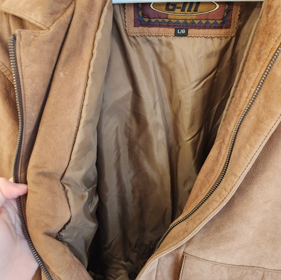 Global Identity Outerwear Genuine Suede Brown Leather Jacket Men's Size L - Picture 4 of 8
